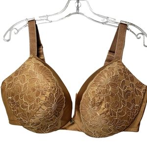 Just My Size Padded Full Coverage Deep V Lace Wide Adjustable Straps Br size 44D